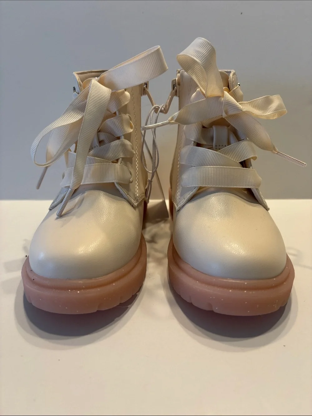 Cat & Jack Toddler Amaya Lace-Up Combat Boots in Ivory